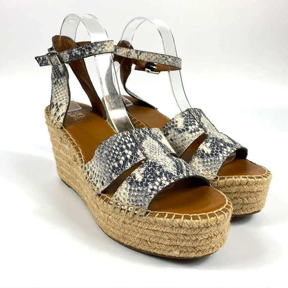 Womens Franco Sarto Talya Espadrille Wedge Sandal Snakeskin Platform Clemens 9.5 - Picture 8 of 8